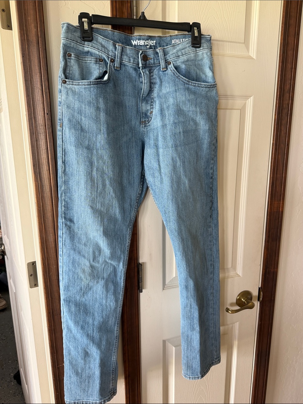 Wrangler Light Blue Athletic Fit Straight Leg Men’s Jeans